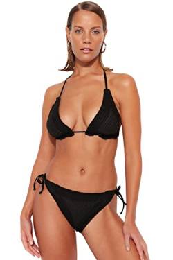 Trendyol Damen Bikini-Set aus Strickwaren Bademode, Schwarz, 44 DE von TRENDYOL