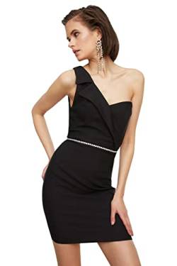 Trendyol Damen Black Collar Detailed Cocktail Dress, Schwarz, 42 EU von TRENDYOL
