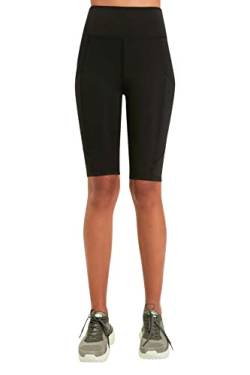 Trendyol Damen Black Roller High Waist Mobile Detailed Sport Biker Tights Yoga Pants, Schwarz, XS EU von TRENDYOL