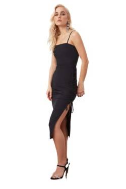 Trendyol Damen Black Tiper Detailed Drapeli Casual Dress, Schwarz, 36 EU von TRENDYOL