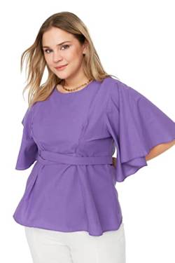Trendyol Damen Bluse, Normale Passform, Rundhalsausschnitt, gewebt, Übergröße Hemd, violett, 70/Mehr von TRENDYOL