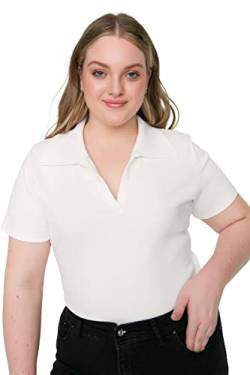 Trendyol Damen Bluse, Standard-Polokragen, Übergröße Hemd, weiß, 5XL Größen von TRENDYOL