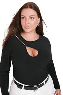 Trendyol Damen Body, figurbetont, mit hohem Halsausschnitt, Übergröße Hemd, Schwarz, XXXXL von TRENDYOL