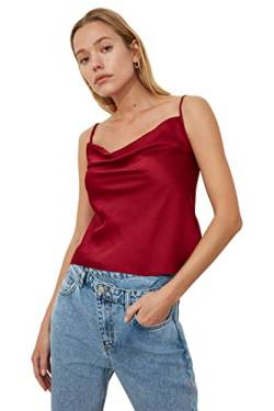 Trendyol Damen Degaje-kraagblouse. Blouse, Burgundy, 38 EU von TRENDYOL