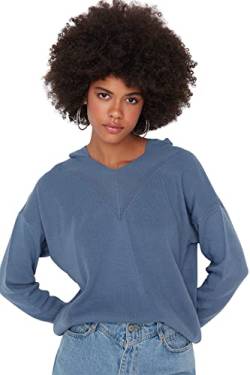 Trendyol Damen Einfarbiger Pullover mit Rundhalsausschnitt Sweatshirt, Indigo, 42 von TRENDYOL