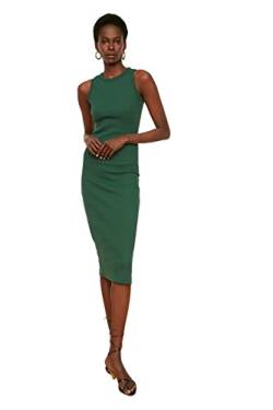 Trendyol Damen Figurbetontes Midi Kleid, dunkelgrün, Medium von TRENDYOL