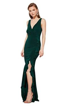 Trendyol Damen Glam Maxi Meerjungfrau Regular Knit Abendkleid, smaragdgrün, 38 von TRENDYOL