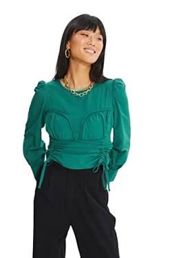 Trendyol Damen Green Shirred Blouse. Blouse, Grün, 40 EU von TRENDYOL