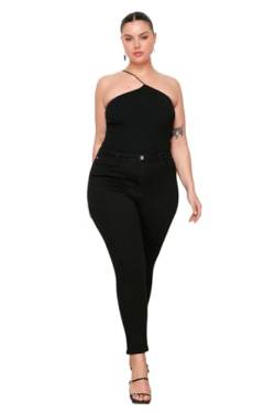 Trendyol Damen Jeans, hohe Taille, Enge Passform, Übergröße Hose, Schwarz, 68 Größen von TRENDYOL