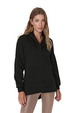 Trendyol Damen Kapuzensweatshirt, einfarbig Sweatshirt, Schwarz, 36 von TRENDYOL