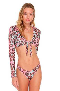 Trendyol Damen Leopard Patterned V-neck Six Bikini Bottoms, Rosa, 44 EU von TRENDYOL