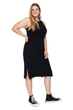 Trendyol Damen Midi, enganliegend, Übergröße Kleid, Schwarz, 5XL Größen von TRENDYOL