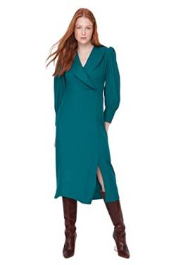 Trendyol Damen Midi, figurbetont, schmale Passform, gewebtes Kleid, smaragdgrün, 38 von TRENDYOL