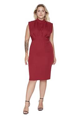 Trendyol Damen Midi Bodycon Fitted Plus Size Dress Kleid, burgunderfarben, 48 von TRENDYOL