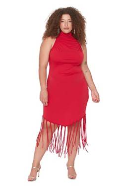 Trendyol Damen Midi Standard Regular Plus Size Dress Kleid, rot, XXXXXL von TRENDYOL