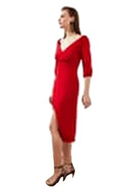 Trendyol Damen Midi-Wickelkleid, enganliegend, gewebtes Kleid, rot, 32 von TRENDYOL