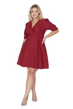 Trendyol Damen Mini Wrapover Regular Dress Kleid, burgunderfarben, 48 Plus von TRENDYOL