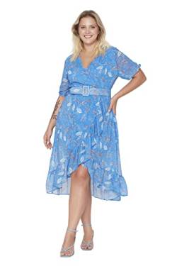Trendyol Damen Minikleid in Übergröße, Standardgröße, entspannt Kleid, blau, 42 von TRENDYOL