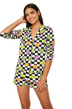 Trendyol Damen Multi-color Checkers Printed Knitted Kit Pajama Set, Multi Color, L EU von TRENDYOL