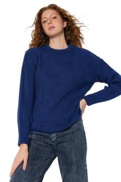 Trendyol Damen Oversize Basic Crew Neck Knitwear Sweater Pullover, Sax, S von TRENDYOL