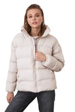 Trendyol Damen Oversize Puffer Plain Webstoff Winterjacke Coat, Gray, s von TRENDYOL