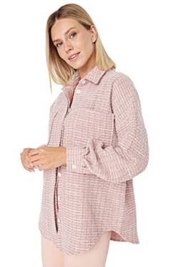 Trendyol Damen Oversize Standard Hemdkragen Webhemd Hemd, Dusty Rose, 38 von TRENDYOL