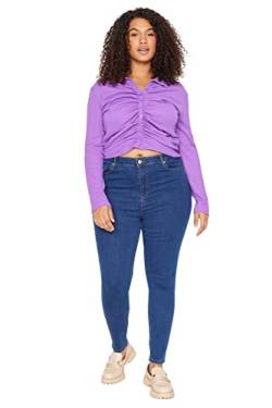 Trendyol Damen Plus Size High Waist Skinny Fit Plus Size Jeans, Blau, 50, blau von TRENDYOL
