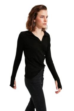 Trendyol Damen Pullover mit Rollkragen, Einfarbig Sweatshirt, Schwarz, L von TRENDYOL