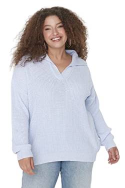 Trendyol Damen Pullover mit Rollkragen, einfarbig, regulär, Übergröße Sweatshirt, violett, X-Large Plus von TRENDYOL