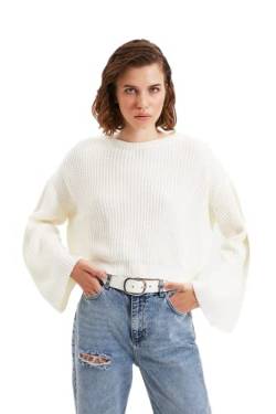 Trendyol Damen Pullover mit Rundhalsausschnitt, Einfarbig, Oversize Sweatshirt, Ecru, M von TRENDYOL
