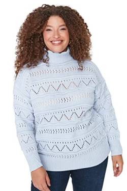 Trendyol Damen Pullover mit Rundhalsausschnitt, einfarbig, entspannt, Übergröße Sweatshirt, hellblau, 52 von TRENDYOL