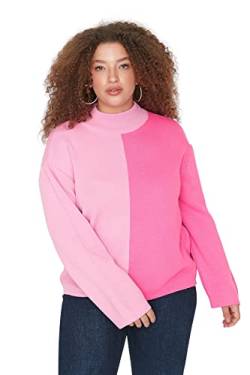 Trendyol Damen Pullover mit hohem Halsausschnitt, Normale Passform, Übergröße Sweatshirt, Rose, 5X-Large von TRENDYOL