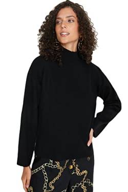Trendyol Damen Pullover mit hohem Halsausschnitt, einfarbig Sweatshirt, Schwarz, 42 von TRENDYOL