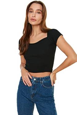 Trendyol Damen Quadratische Kragen Gestrickte Bluse Blouse, Schwarz, M EU von TRENDYOL