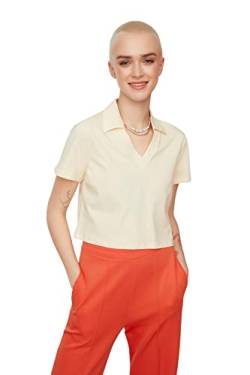 Trendyol Damen Regular Standard Polo Neck Knit T-Shirt Hemd, beige, M von TRENDYOL