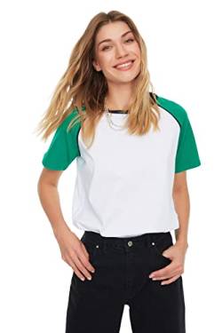 Trendyol Damen Regular Standard Rundhals Knit T-Shirt Hemd, grün, Large von TRENDYOL
