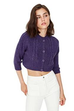 Trendyol Damen Regular Standard Rundhals Strickwaren Strickjacke Pullover, violett, M von TRENDYOL