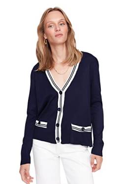 Trendyol Damen Regular Standard V-Ausschnitt Strickwaren Cardigan Pullover, Marineblau, M von TRENDYOL