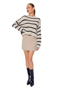 Trendyol Damen Regular fit Basic Crew Neck Knitwear Sweater Pullover, Beige, S von TRENDYOL