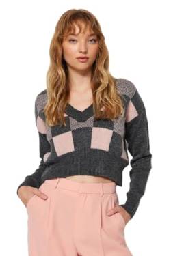 Trendyol Damen Regular fit Basic V Neck Knitwear Sweater Pullover, Anthracite, S von TRENDYOL