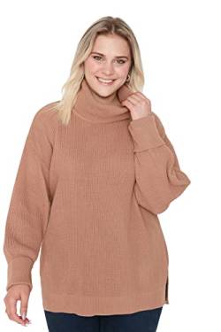 Trendyol Damen Rollkragenpullover in Übergröße Sweatshirt, Camel, 48 von TRENDYOL