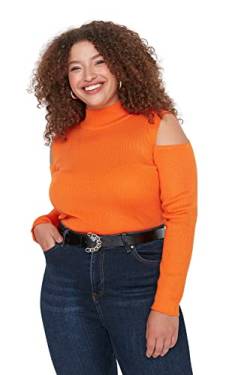 Trendyol Damen Rollkragenpullover in Übergröße Sweatshirt, Orange, 52 von TRENDYOL
