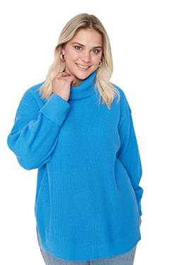 Trendyol Damen Rollkragenpullover in Übergröße Sweatshirt, blau, 4XL Größen von TRENDYOL