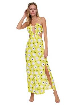 Trendyol Damen Schneiden Sie ein Detailliertes Strandkleid mit Blühender Muster aus Dress, Gelb, 42 EU von TRENDYOL