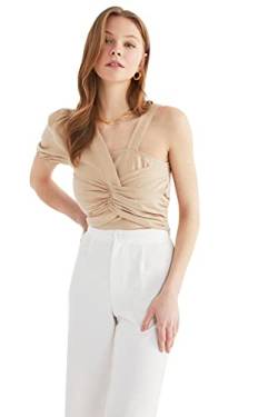 Trendyol Damen Shirred Crop Blouse. Blouse, Mink, 36 EU von TRENDYOL