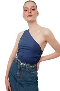 Trendyol Damen Single Shirred Bluse Blouse, Blau, S EU von TRENDYOL