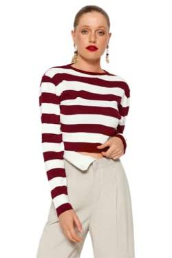 Trendyol Damen Slim fit Basic Crew Neck Knitwear Sweater Pullover, Burgundy, M von TRENDYOL