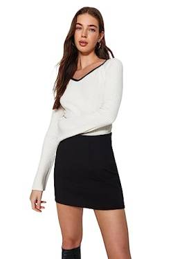 Trendyol Damen Slim fit Basic Sweetheart Knitwear Sweater Pullover, Ecru, S von TRENDYOL