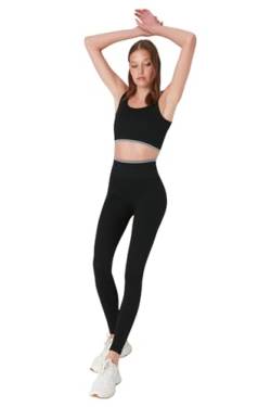 Trendyol Damen Sportbekleidung Hohe Taille Skinny Fit Full Size Sport Leggings Strumpfhose, Schwarz, Medium/Large von TRENDYOL