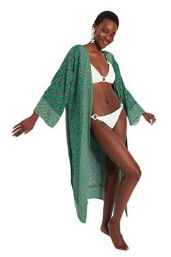 Trendyol Damen Strandmode, lässig, V-Ausschnitt, gewebte Kimonos und Kaftans, grün, 38 von TRENDYOL